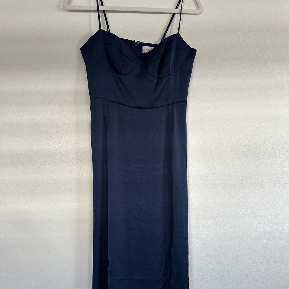 Aritzia Wilfred silk navy dress